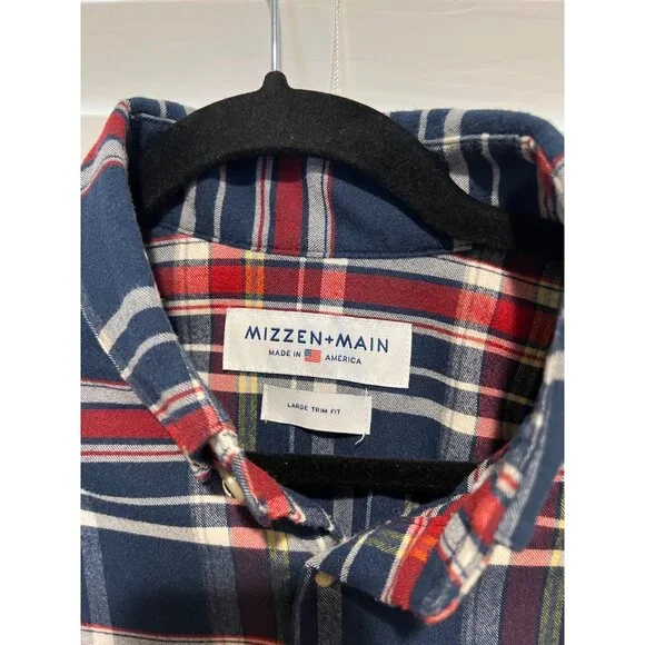 Mizzen & Main Flannel Style Long Sleeve Button Up Shirt -‎ Size L